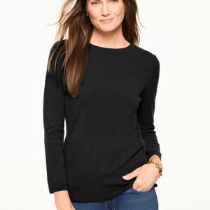 Talbots Audrey Cashmere Black Crew Neck Pullover Sweater, Medium (B9)